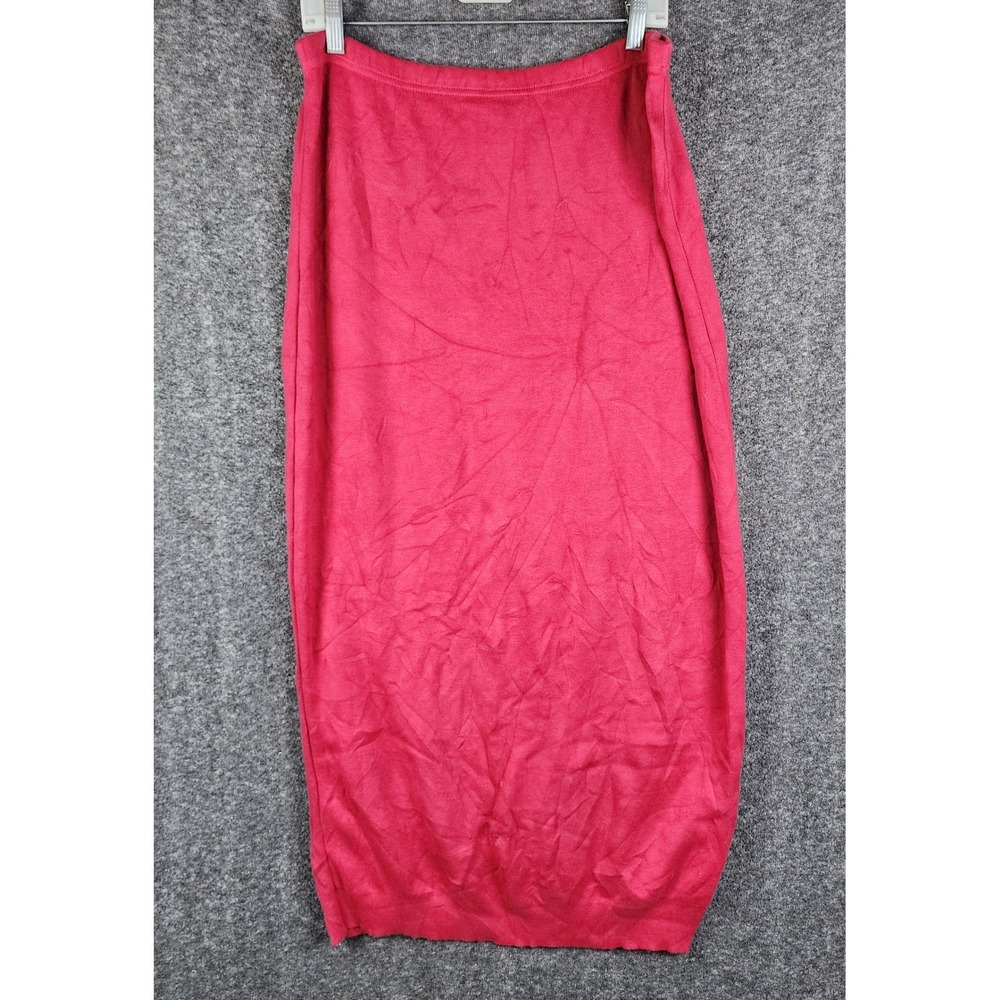 Allen Allen USA Maxi Skirt Women S/M Red Knit Elastic Waist Made in USA